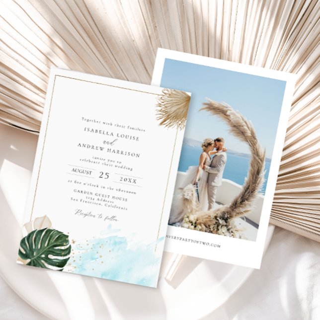 Boho Tropical Handflatan Beach Wedding Inbjudningar (Skapare uppladdad)