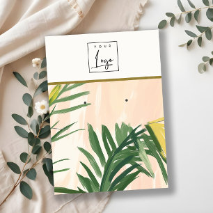 Boho Tropical Handflatan Lövs Necklace Earring Log Visitkort