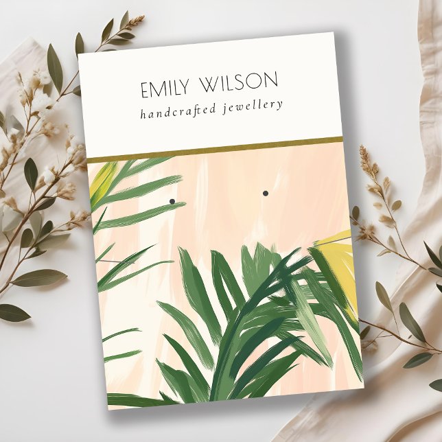 Boho Tropical  Handflatan Lövs Necklace Earring Visitkort (Skapare uppladdad)