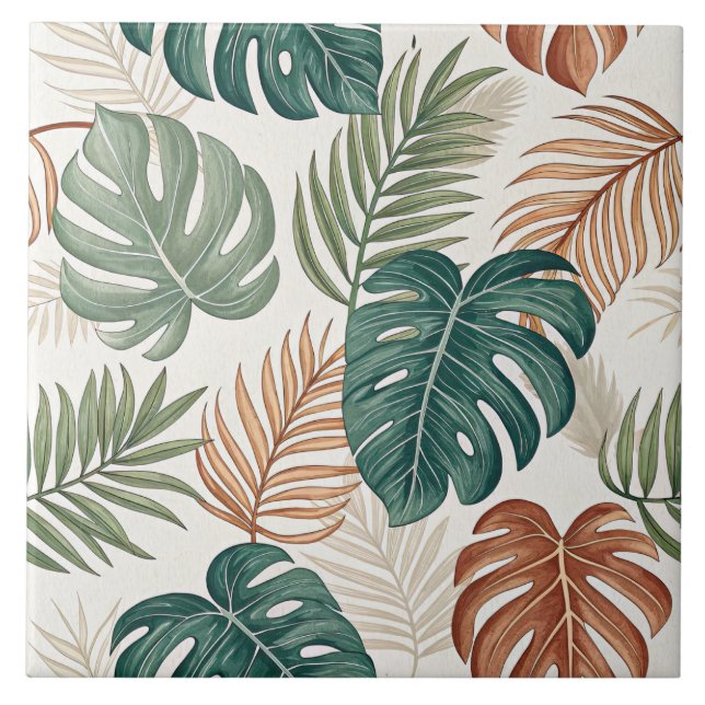 Boho Tropical Leaves  Kakelplatta (Framsidan)