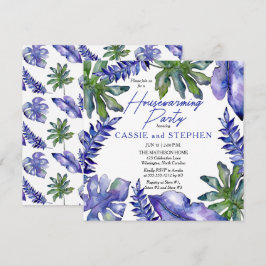 Boho Tropical Löv Lila Houseuppvärmning Party Inbjudningar