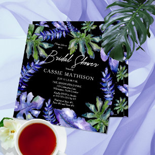 Boho Tropical Löv Lila Möhippa av Grönt Inbjudningar