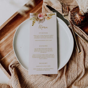 Boho Tropical Menu Bröllopsfest Food Drinks C103 Meny