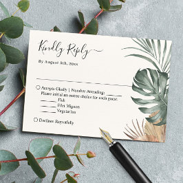 Boho Tropical Monstera Lövs Bröllop OSA Kort