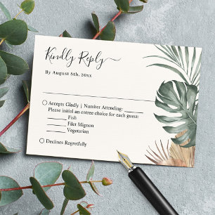 Boho Tropical Monstera Lövs Bröllop OSA Kort