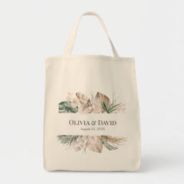 Boho Tropical Monstera och Orchid Bröllop Tygkasse