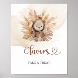 Boho tropical nalle dry handflatan pampas favors poster
