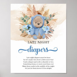 Boho tropical nalle Late Night Diaper-match Poster