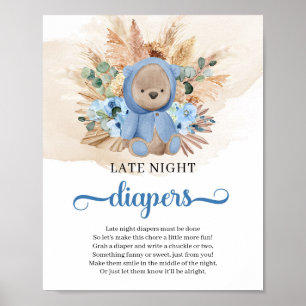 Boho tropical nalle Late Night Diaper-match Poster