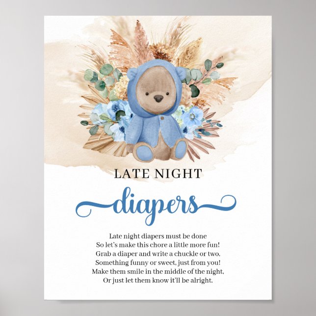 Boho tropical nalle Late Night Diaper-match Poster (Framsidan)