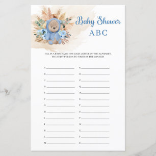 Boho tropical nalle pampas Baby Shower ABC