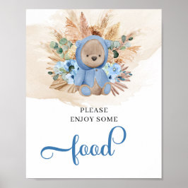 Boho tropical nalle pampas food-skylt poster
