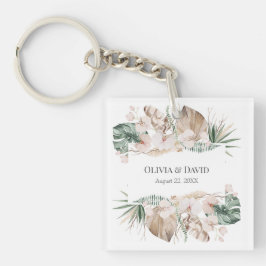 Boho Tropical Orchid och Monstera Keychain