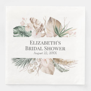 Boho Tropical Orchid och Monstera Pappersservett