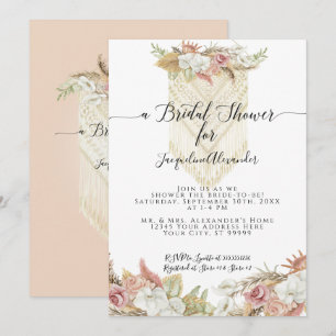 Boho Tropical Pampas Grass Blommigt Möhippa Inbjudningar