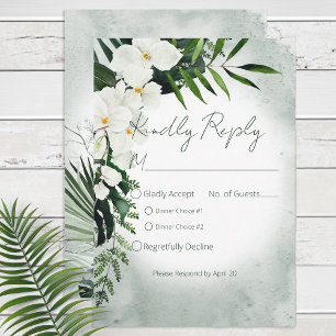 Boho Tropical Plants Watercolor Bröllop OSA Kort