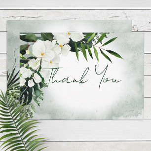 Boho Tropical Plants Watercolor Bröllop Tack Kort