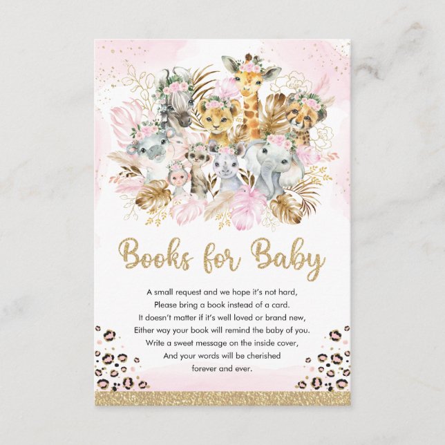 Boho Tropical Safari Shower Bokar för Flicka Tilläggskort (Framsida)