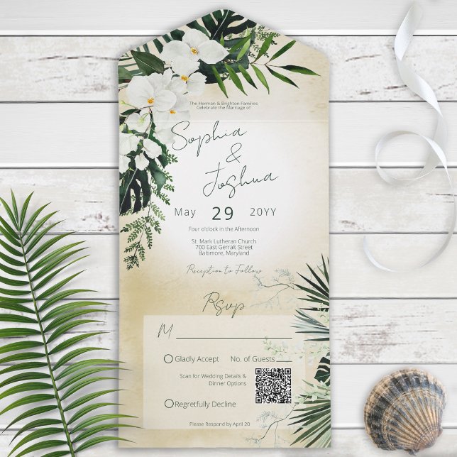Boho Tropical Sand QR-kod alla i en inbjudan (Skapare uppladdad)
