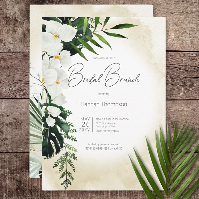 Boho Tropical Sand Watercolor Möhippa Brunch Inbjudningar (Boho Tropical Sand Watercolor Bridal Brunch Invitation)