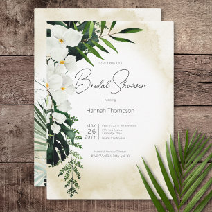 Boho Tropical Sand Watercolor Möhippa Inbjudningar