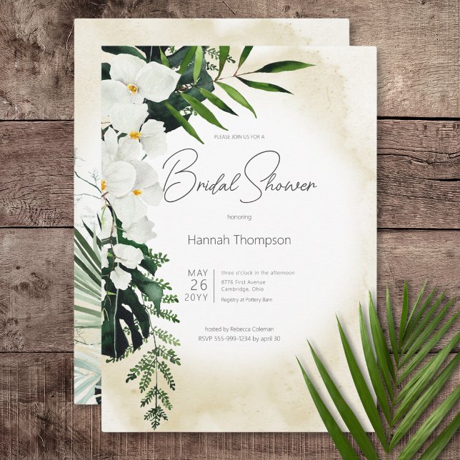 Boho Tropical Sand Watercolor Möhippa Inbjudningar (Boho Tropical Sand Watercolor Bridal Shower Invitation)