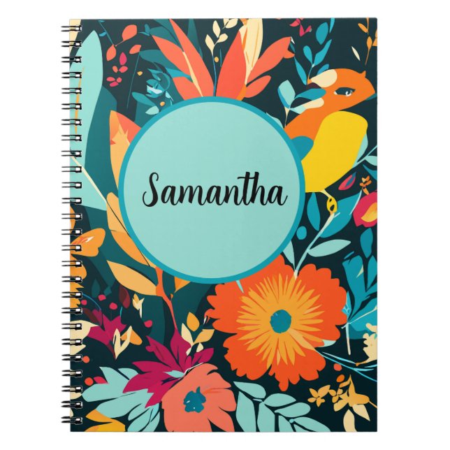 Boho Tropical Spiral Notebook, Samantha Boho  Anteckningsbok (Framsidan)