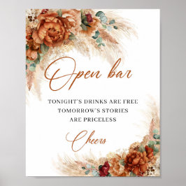 Boho tropical Stracotta pampas open pub Poster