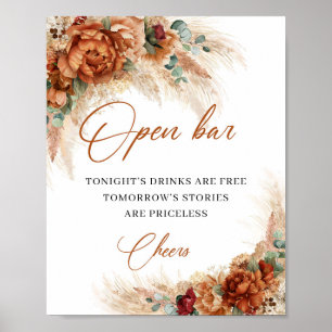 Boho tropical Stracotta pampas open pub Poster