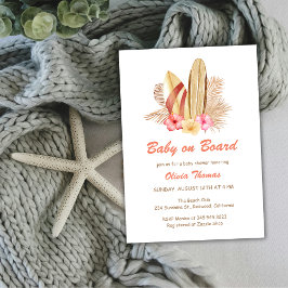 Boho Tropical Surf Baby Ombord Babyshower Inbjudningar