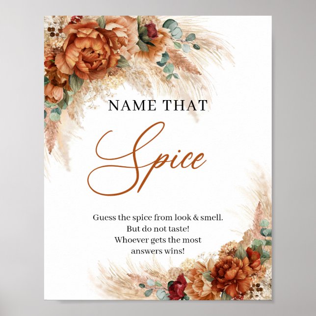 Boho tropical terracotta pampas Namn som Spice Poster (Framsidan)