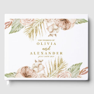 Boho Tropical Torcal Blommigt Handflatan löv bröll Gästböcker