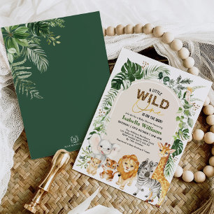 Boho Tropical Vild Party Animals Boy Shower Inbjudningar