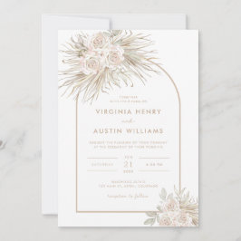 Boho Tropical Watercolor Wedding bjudande Inbjudningar