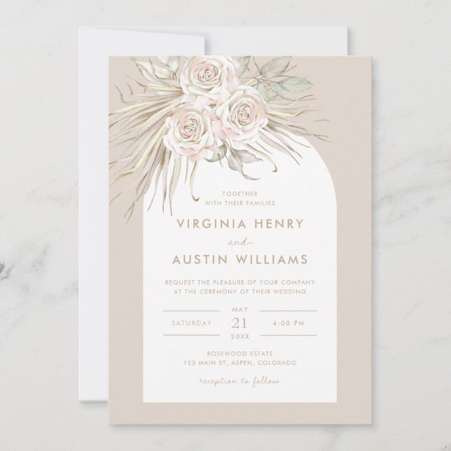 Boho Tropical Watercolor Wedding bjudande Inbjudningar (Framsida)