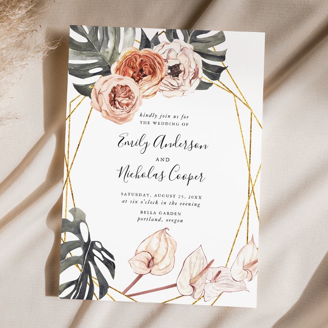 Boho Tropisk Blommig Bröllop Inbjudningar (Skapare uppladdad)