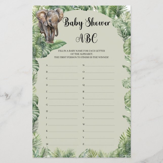 Boho tropisk nalle pampas Baby Shower ABC (Framsida)