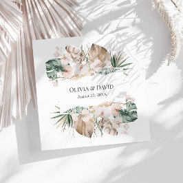 Boho Tropisk Orkidé och Monstera Bröllop Pappersservett
