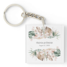 Boho Tropisk Orkidé och Monstera Nyckelring