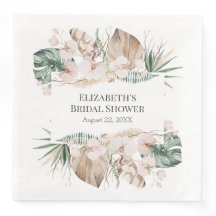 Boho Tropisk Orkidé och Monstera Pappersservett