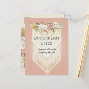Boho Tropisk Pampas Gräs Orkidé Blommig Makrame Meddelande Vykort