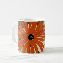 Boho Tropisk Röd Blomma Botanisk Illustration – Kaffemugg