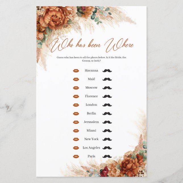 Boho tropisk terrakotta Vem Har Varit Var (Framsida)