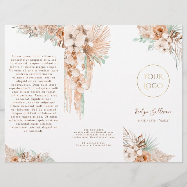 boho tropiska beige och myntbroschyr (Framsida)