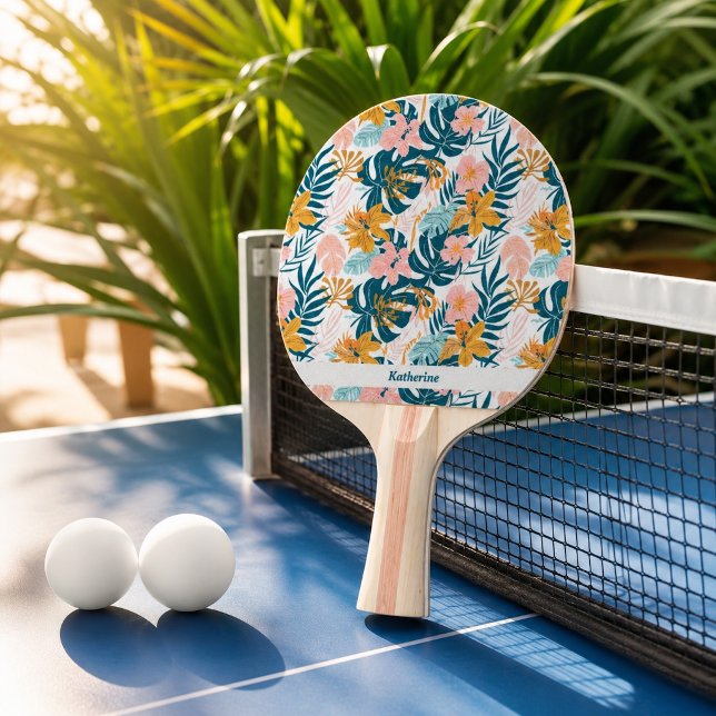 Boho Tropiska blad Blommor Pingisracket (Skapare uppladdad)