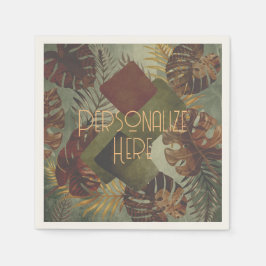 Boho tropiska monstera handflatan löv 70:e sommare pappersservett