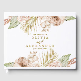 Boho Tropiska Torkade Blommor Palmblad bröllop Gästböcker