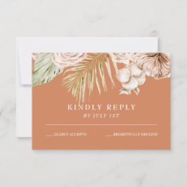 Boho Tropiskt Blommig och palm terrakotta bröllop OSA Kort