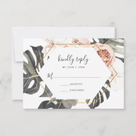 Boho Tropiskt Blommigt Guld Ram Bröllop RSVP-kort OSA Kort