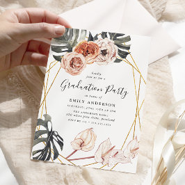 Boho Tropiskt Blommigt Ram Gradueringsfest Inbjudningar